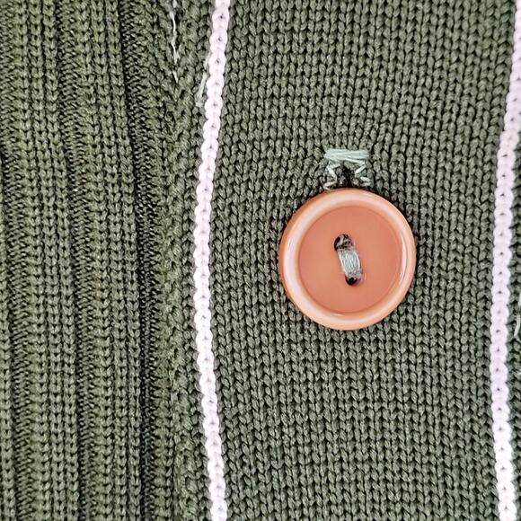 Vintage 80s MOD Cardigan Women Small 17x24 Army-Green Winter - Picture 10 of 10